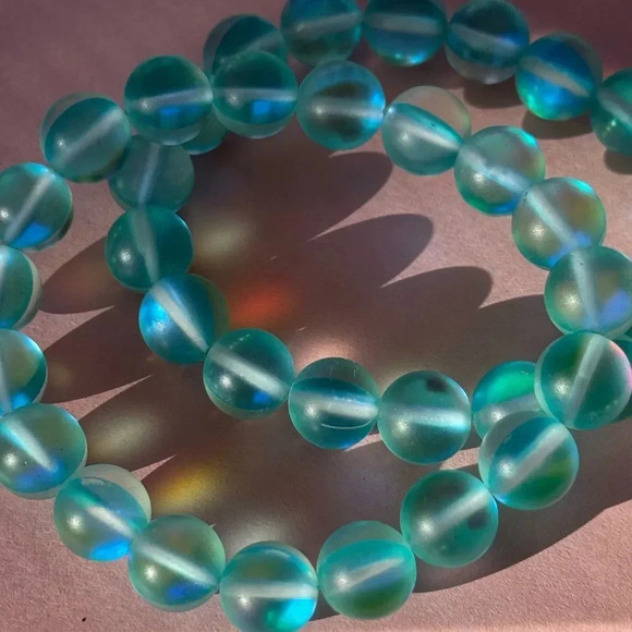 Set of 2! Blue Round Semi-Transparent Stretch Bracelets - Picture 1 of 4